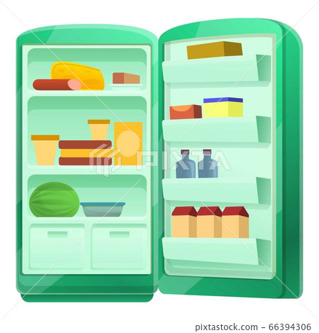 Open fridge with food icon, cartoon style - Stock Illustration [66394306] -  PIXTA