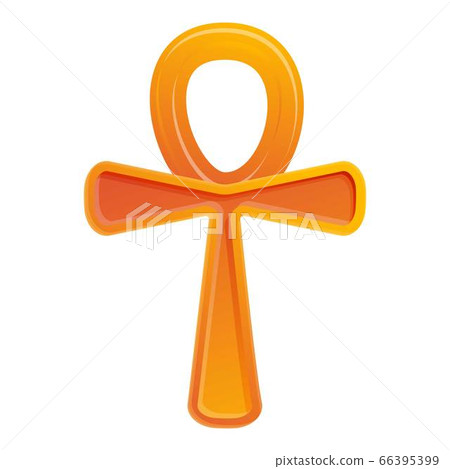 Gold ankh icon, cartoon style 66395399