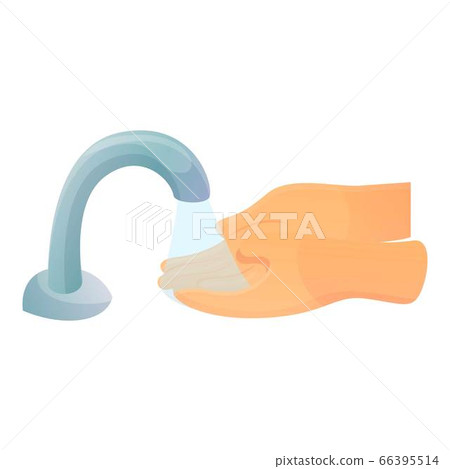 Washes hands under the tap icon, cartoon style 66395514