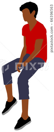Sitting person/Full body silhouette illustration (male/black) 66396563