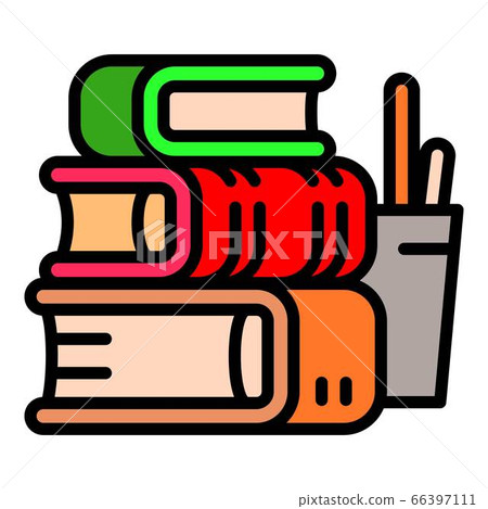 Stack school books icon, outline style Stack school books icon, outline style 66397111