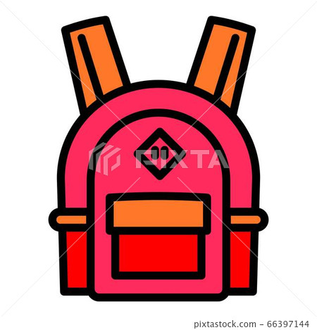 Outlined school backpack, Stock vector