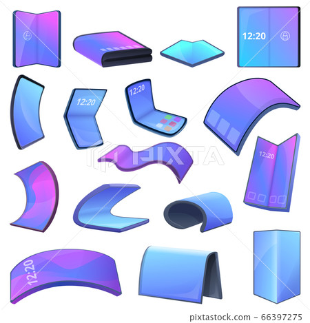 Flexible screen icons set, cartoon style Flexible screen icons set, cartoon style 66397275