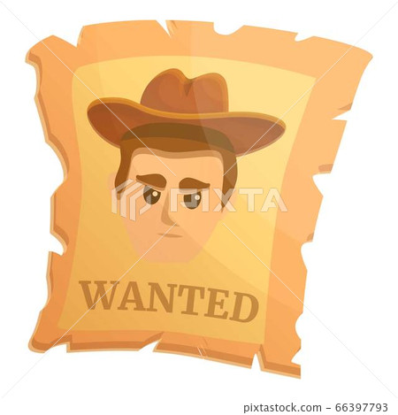 Wanted western paper icon, cartoon style Wanted western paper icon, cartoon style 66397793
