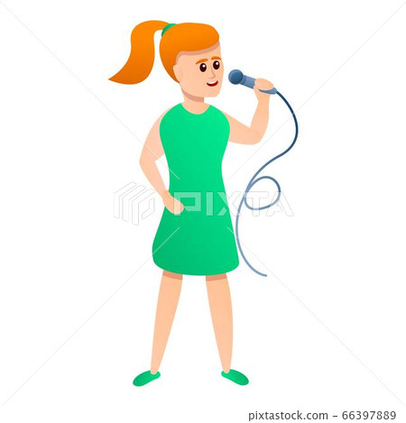 Girl singing microphone icon, cartoon style Girl singing microphone icon, cartoon style 66397889
