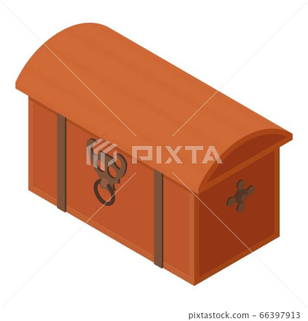 Wood dower chest icon, isometric style Wood dower chest icon, isometric style 66397913