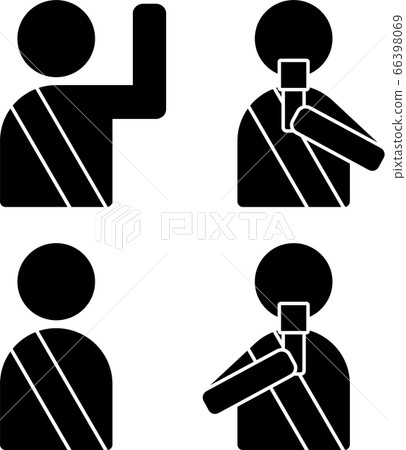 Icon of the candidate who gives a speech with a microphone or raises his hand to support the election campaign 66398069