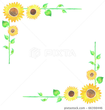 Watercolor illustration: sunflower frame - Stock Illustration [66398446 ...