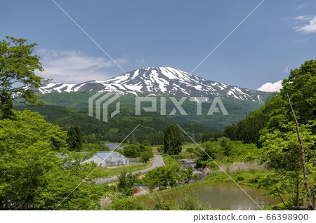 Mt Chokai Fresh Green Blue Sky And Road As Stock Photo