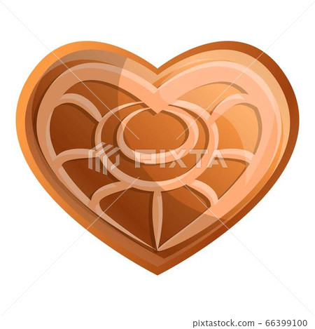 Heart gingerbread icon, cartoon style 66399100