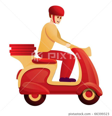 Fast pizza delivery icon, cartoon style Fast pizza delivery icon, cartoon style 66399323