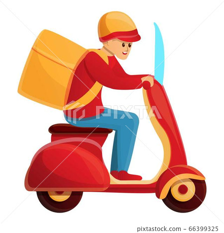 Fast bike delivery icon, cartoon style Fast bike delivery icon, cartoon style 66399325