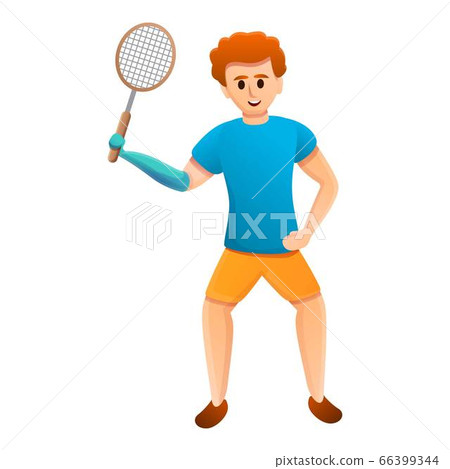 Boy prosthesis badminton icon, cartoon style Boy prosthesis badminton icon, cartoon style 66399344