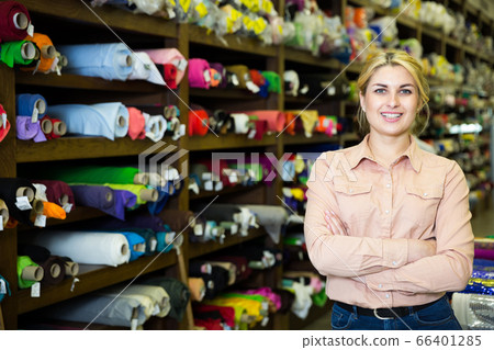 Successful female owner of fabric store Successful female owner of fabric store 66401285