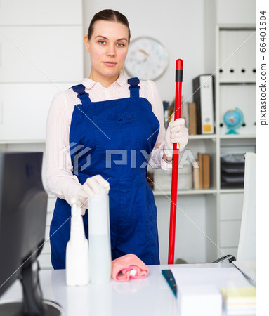 Portrait of female cleaner at office 66401504