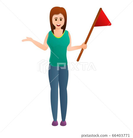 Woman start excursion icon, cartoon style 66403771