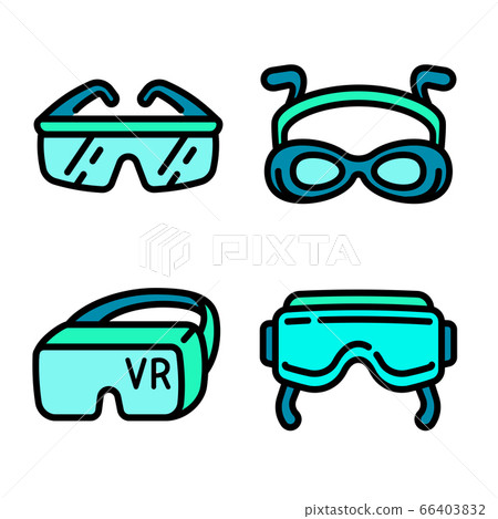 Goggles icons set, outline style 66403832