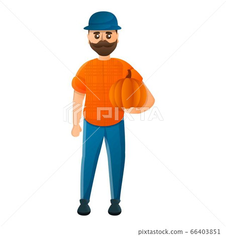 Farmer with pumpkin icon, cartoon style Farmer with pumpkin icon, cartoon style 66403851