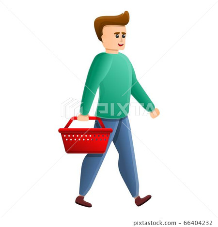 Boy shop basket icon, cartoon style Boy shop basket icon, cartoon style 66404232