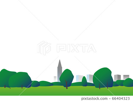 公園樹木和草廣場的插圖 66404323