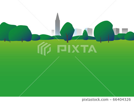 公園樹木和草廣場的插圖 66404326