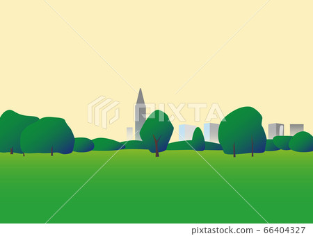 公園樹木和草廣場的插圖 66404327