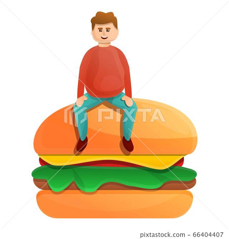 Fast food addiction icon, cartoon style Fast food addiction icon, cartoon style 66404407