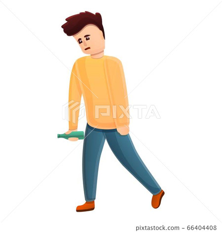 Drunk young boy icon, cartoon style 66404408
