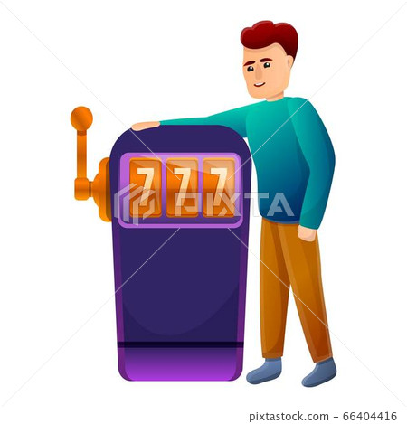 Casino slot machine addiction icon, cartoon style Casino slot machine addiction icon, cartoon style 66404416