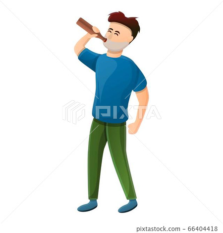Alcohol addiction icon, cartoon style 66404418