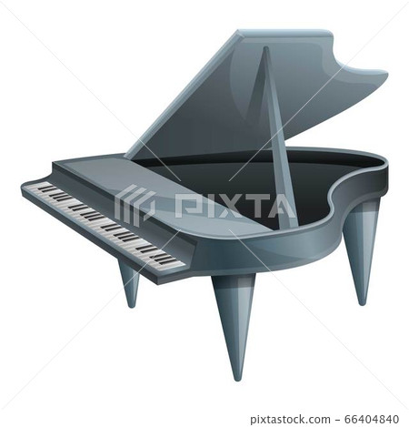 Grey grand piano icon, cartoon style 66404840