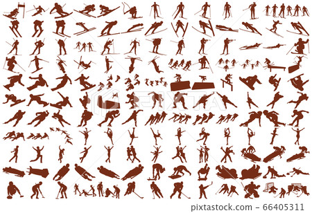 Winter sports silhouette copper Winter sports silhouette copper 66405311