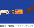 Racism vector concept. Coloured hand and white hand point at Say No to Racism 66406096