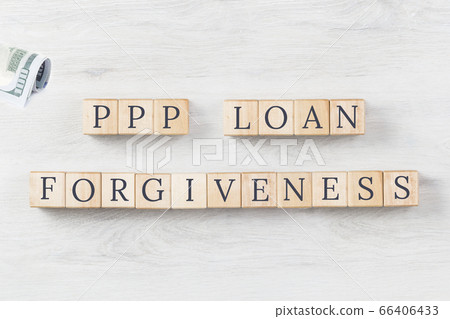 PPP LOAN Forgiveness text on wooden background PPP LOAN Forgiveness text on wooden background 66406433