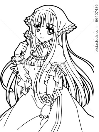 Girl coloring book/Babushka (no background) 66407486
