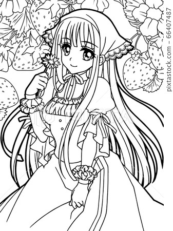 Girl coloring book / Babushka (with background) 66407487