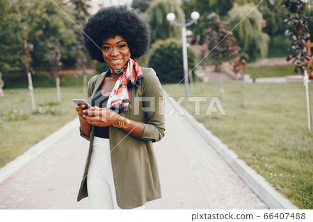 African girl in a summer city 66407488
