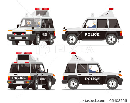 警察、巡邏車、警用車輛、SUV、四輪傳動車、四輪驅動、巡邏車、插畫、套裝 66408336