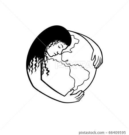 Mother Earth Hugging World Globe Retro Black and Mother Earth Hugging World Globe Retro Black and 66409595