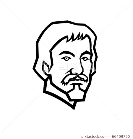 Head of Caravaggio Italian Painter Mascot Black 66409790