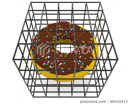 Concept of Doughnut with sprinkles in cage Concept of Doughnut with sprinkles in cage 66410423