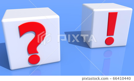 Two cubes with exclamation and question mark concept 66410440
