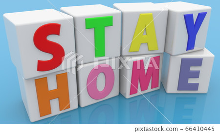 White cubes with Stay home concept White cubes with Stay home concept 66410445