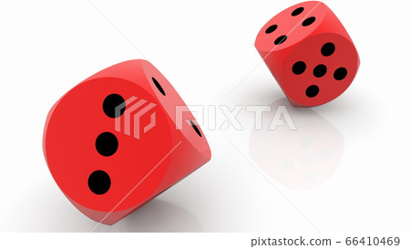 Two rolling red dices on white 66410469
