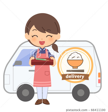 Meal delivery service car woman 66411100