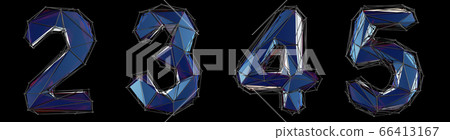 Set of numbers 2, 3, 4, 5 made of blue color glass. Set of numbers 2, 3, 4, 5 made of blue color glass. 66413167