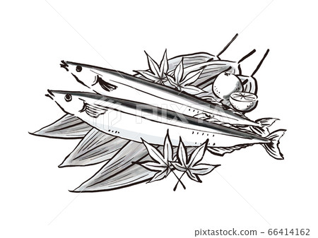 Illustration of autumn sword fish sumi-e style 66414162