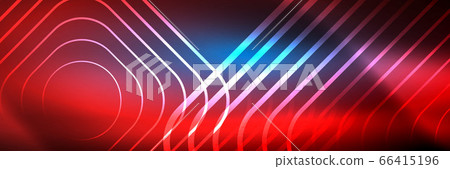 Shiny neon glowing techno lines, hi-tech futuristic abstract background template with square shapes 66415196
