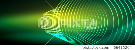 Shiny neon lines, stripes and waves, technology abstract background. Trendy abstract layout template for business or technology presentation, internet poster or web brochure cover, wallpaper 66415204