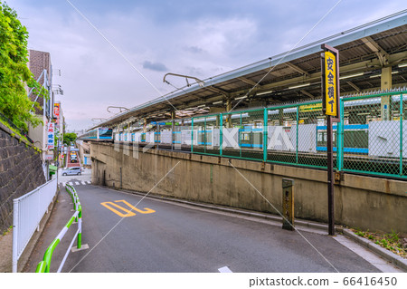 Tokyo cityscape of Japan with views of Nishi-Nippori Station and Suwadai Street 66416450